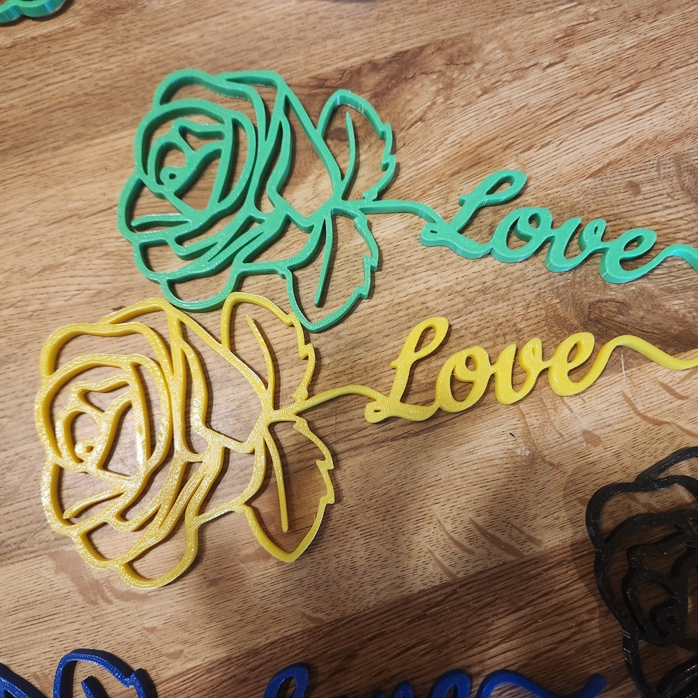Green and Yellow 'Love' Rose Cutouts Party Decor